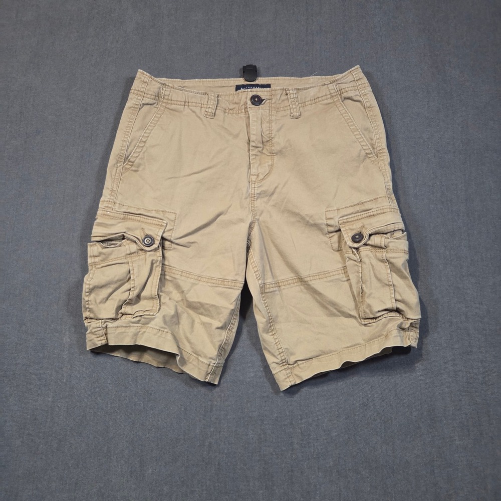 Aeropostale Cargo Shorts Mens 30 Tan Khaki Cotton Blend Utility Pockets